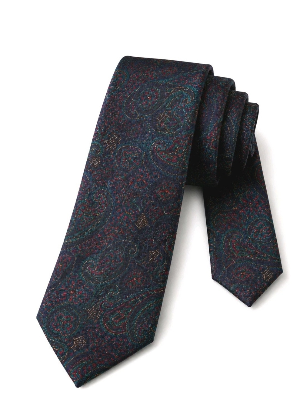 Vintage Mercedes High Fashion Paisley Silk Necktie Blue Red Green Mens Tie